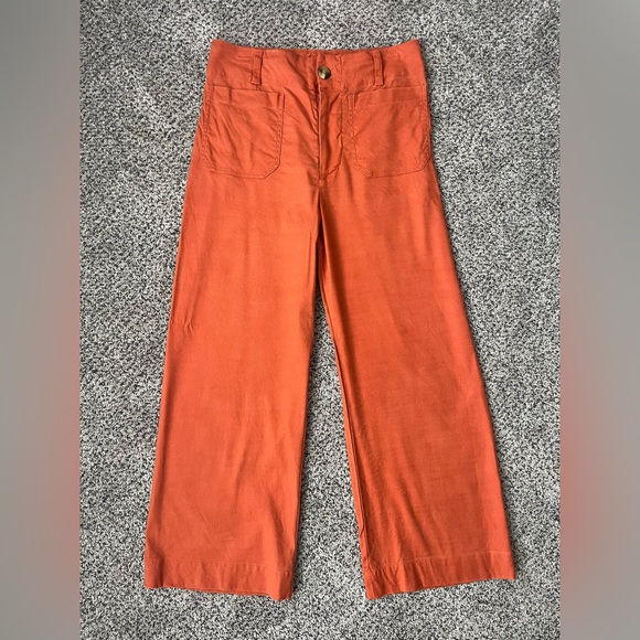 Anthropologie Maeve The Colette Wide Leg Crop Pants Orange/rust size 27 - Picture 2 of 12